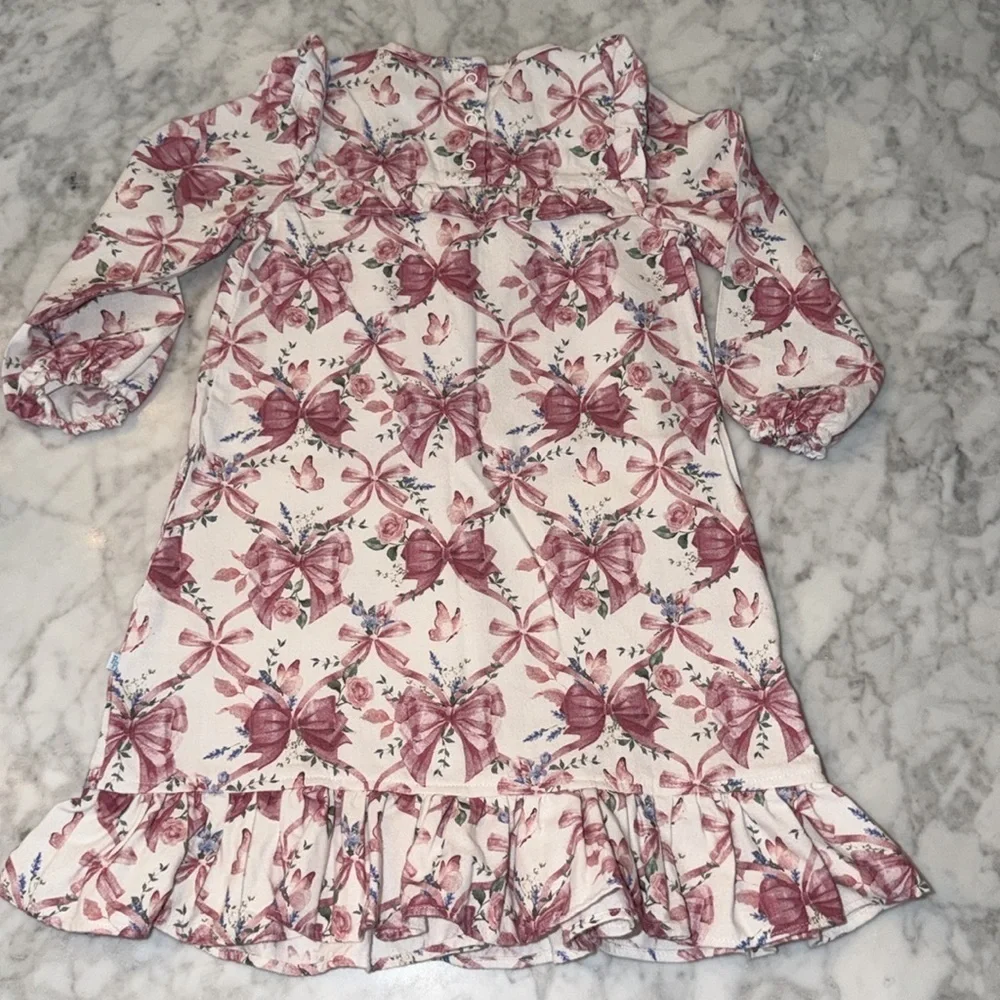 Posh Peanut Floral Pink Long Sleeve PJ Dress 2T